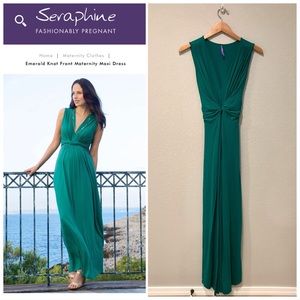 Seraphine Green V-Neckline Maxi Dress Size 4